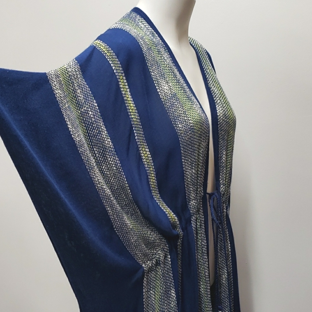 FREE PEOPLE Navy Striped Open-Front Kimono Cardigan - Picture 6 of 12